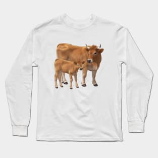 Aubrac Cow and Cute Calf Long Sleeve T-Shirt